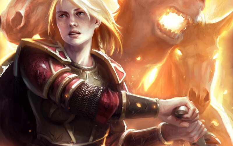 Female Warrior with Sword — Gold, Dramatic, Digital Art, Armor