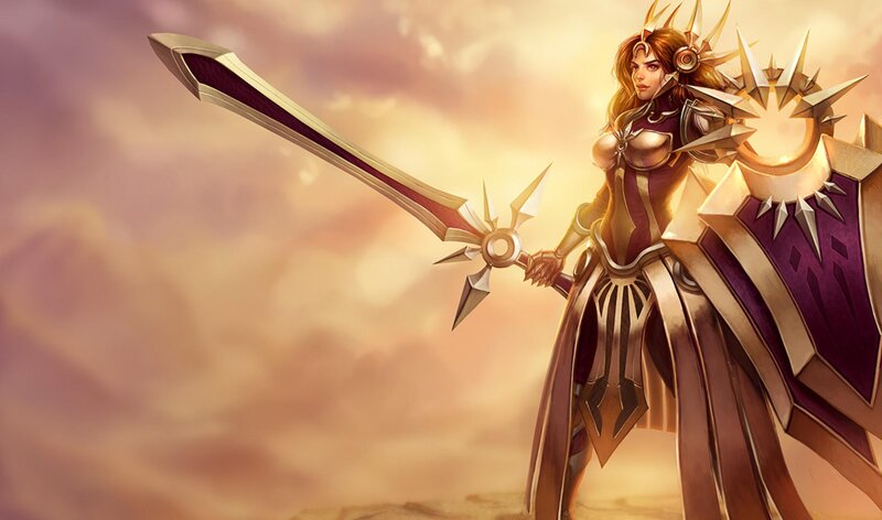 Female Warrior with Sword — Gold, Dramatic, Sunset, Digital Art