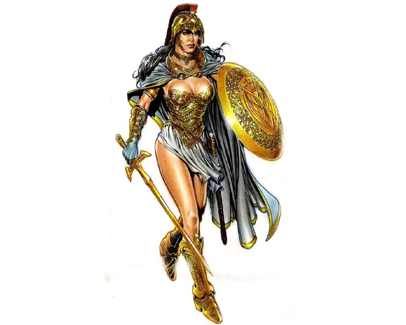 Female Warrior with Sword — Gold, Heroic
