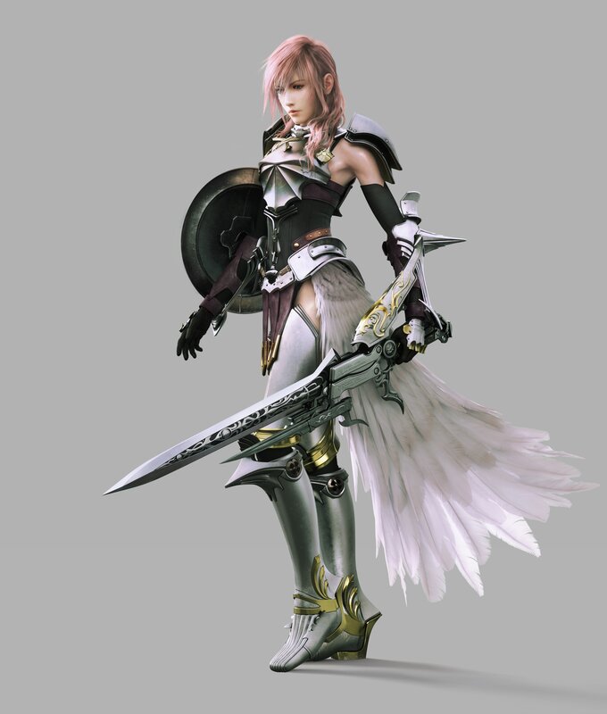 Female Warrior with Sword — Gray, Serious