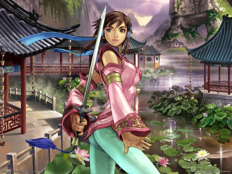 Female Warrior with Sword — Lotus Pond