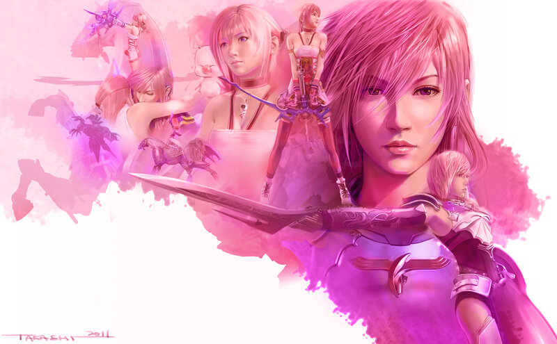 Female Warrior with Sword — Pink, Dramatic, Digital Art, Armor