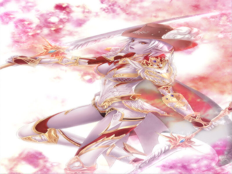 Female Warrior with Sword — Pink, Dramatic, Spring