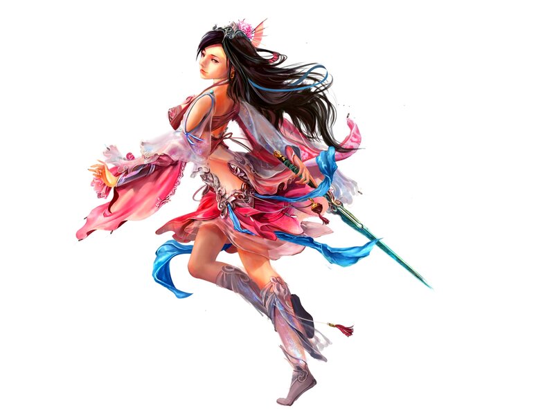 Female Warrior with Sword — Pink, Dynamic