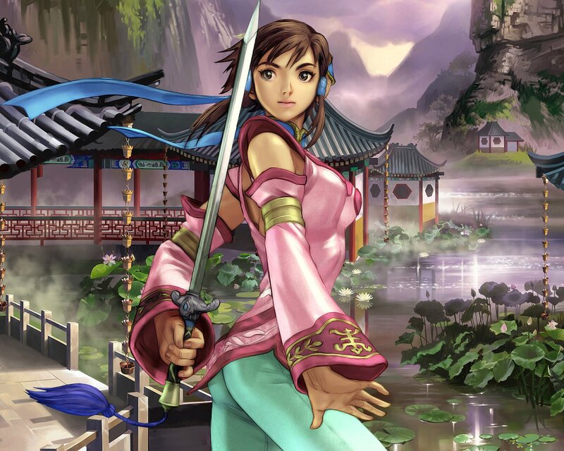 Female Warrior with Sword — Pink, Serene, Afternoon