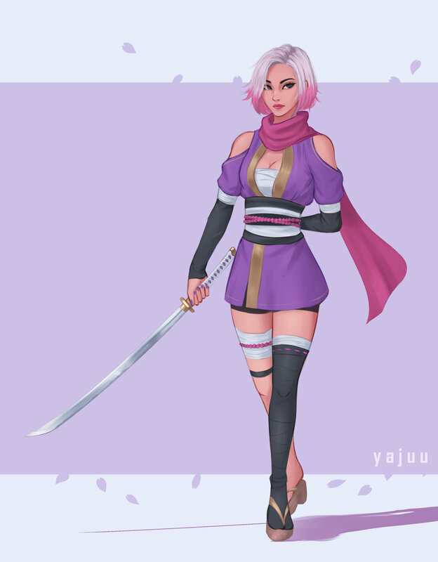 Female Warrior with Sword — Purple, Calm, Spring