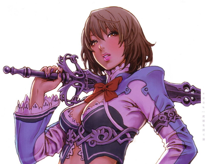 Female Warrior with Sword — Purple, Determined