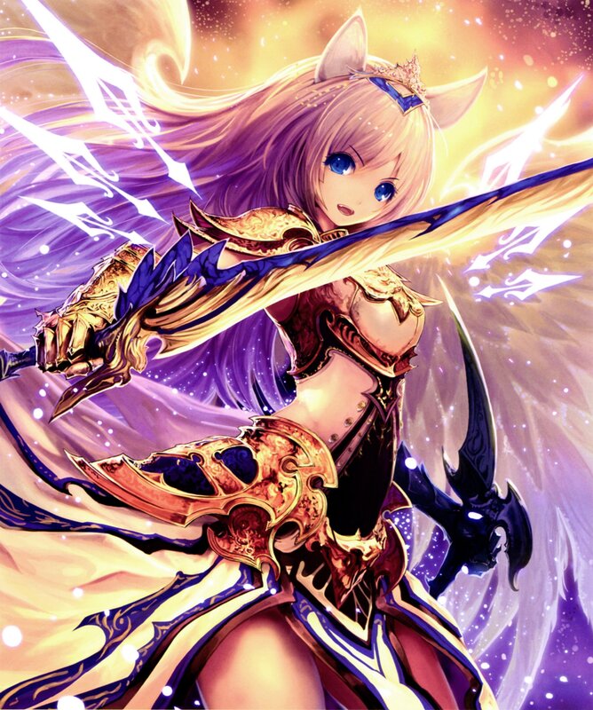 Female Warrior with Sword — Purple, Dramatic, Digital Art, Armor, Cat Ears