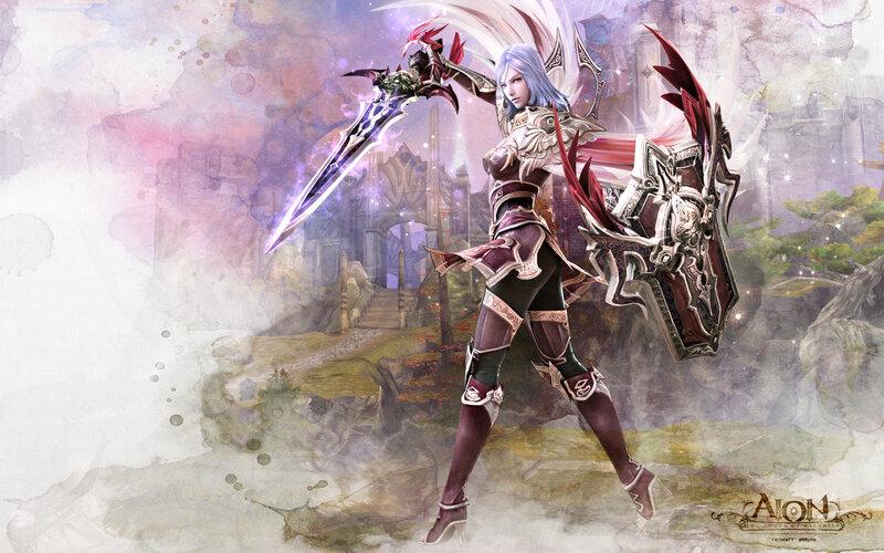 Female Warrior with Sword — Purple, Dramatic, Digital Art, Shield