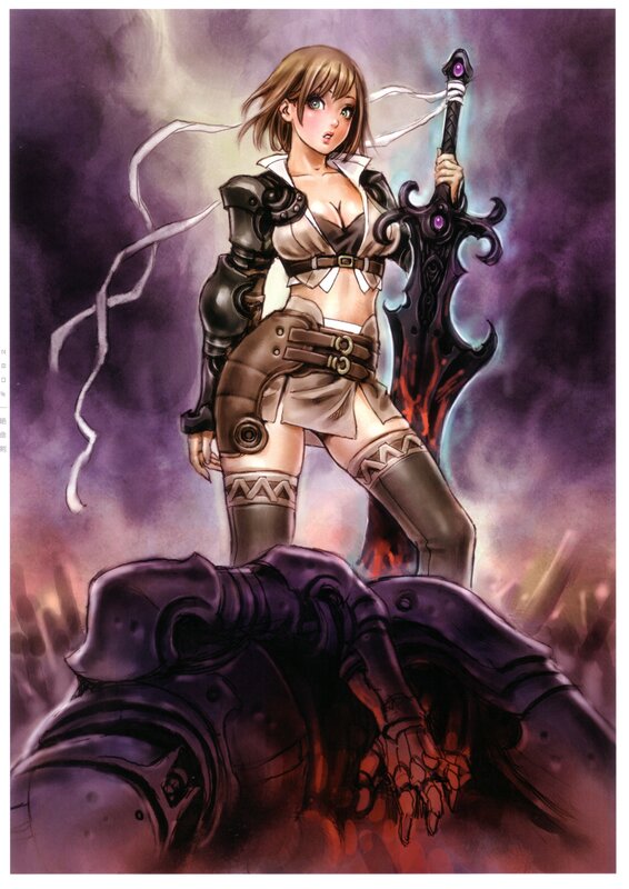 Female Warrior with Sword — Purple, Dramatic, Manga, Armor