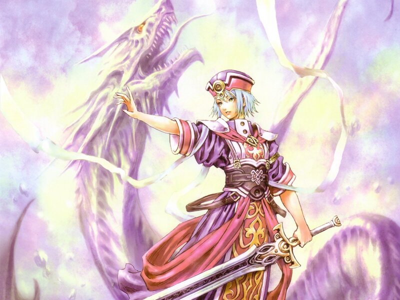 Female Warrior with Sword — Purple, Dramatic, Manga