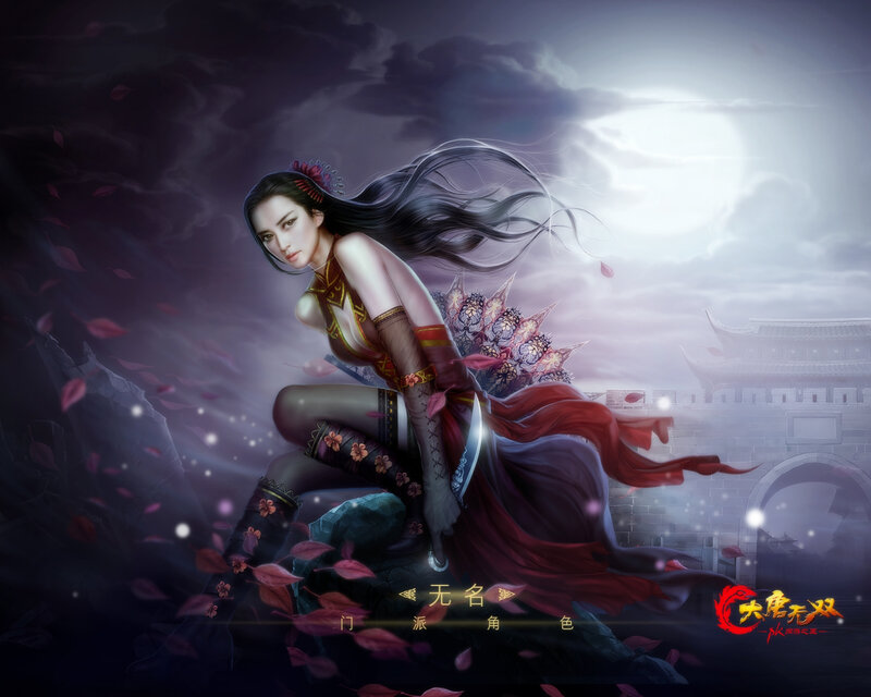 Female Warrior with Sword — Purple, Dramatic, Night, Digital Art, Castle
