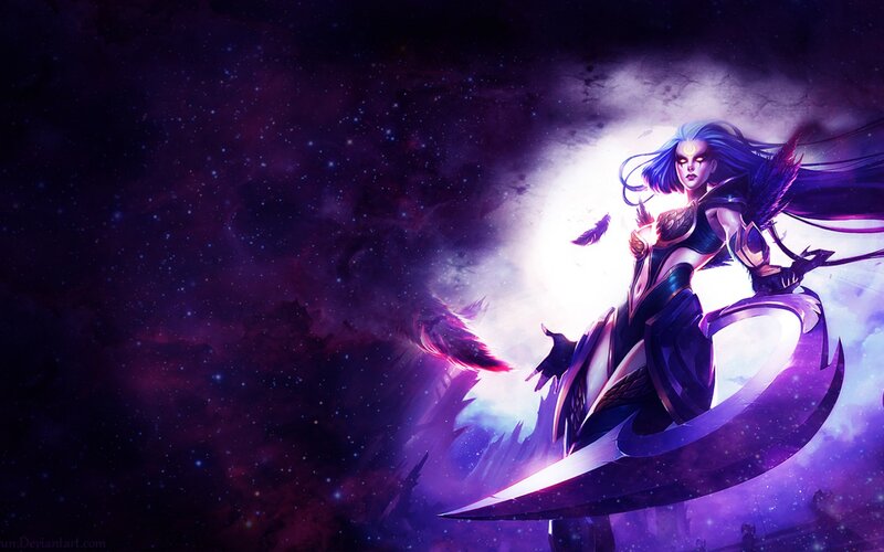 Female Warrior with Sword — Purple, Dramatic, Night, Digital Art, Feather