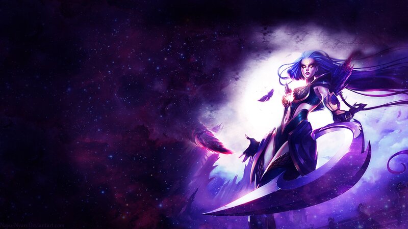 Female Warrior with Sword — Purple, Dramatic, Night, Digital Art, Feathers