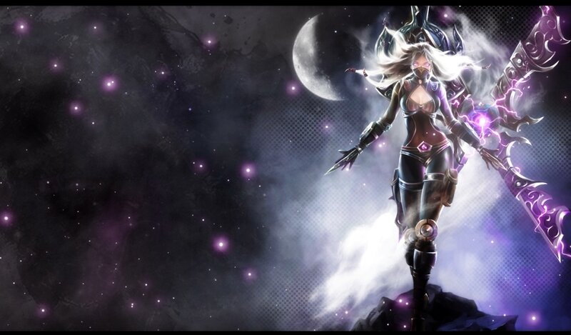 Female Warrior with Sword — Purple, Dramatic, Night, Digital Art, Moon
