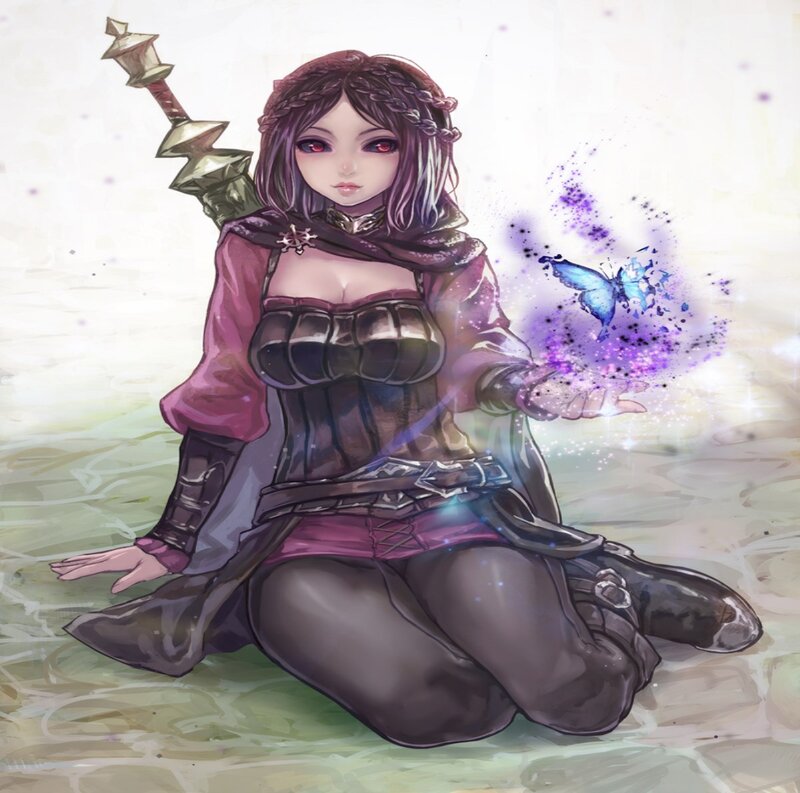 Female Warrior with Sword — Purple, Serene