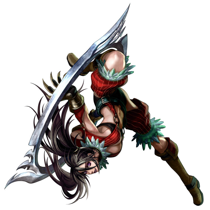 Female Warrior with Sword — Red, Dramatic, Digital Art, Feathered Accessories
