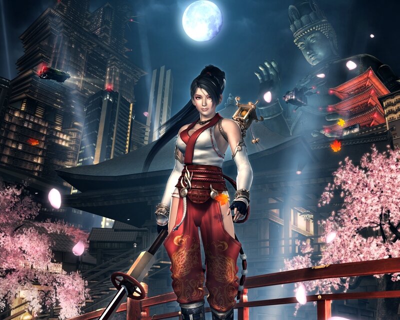 Female Warrior with Sword — Red, Dramatic, Night