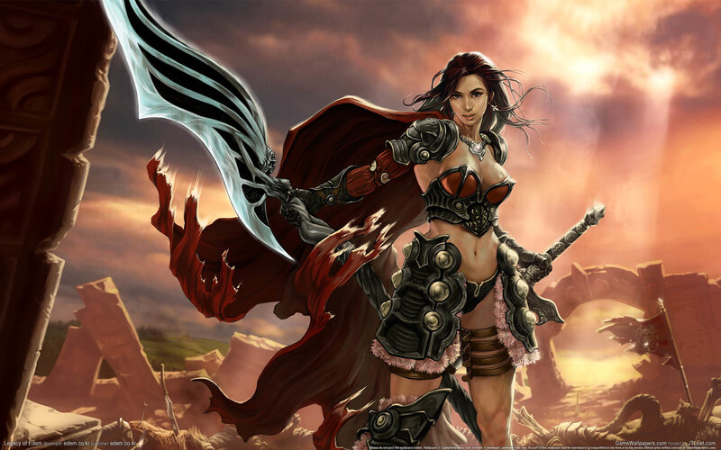 Female Warrior with Sword — Red, Dramatic, Sunset, Digital Art, Cape