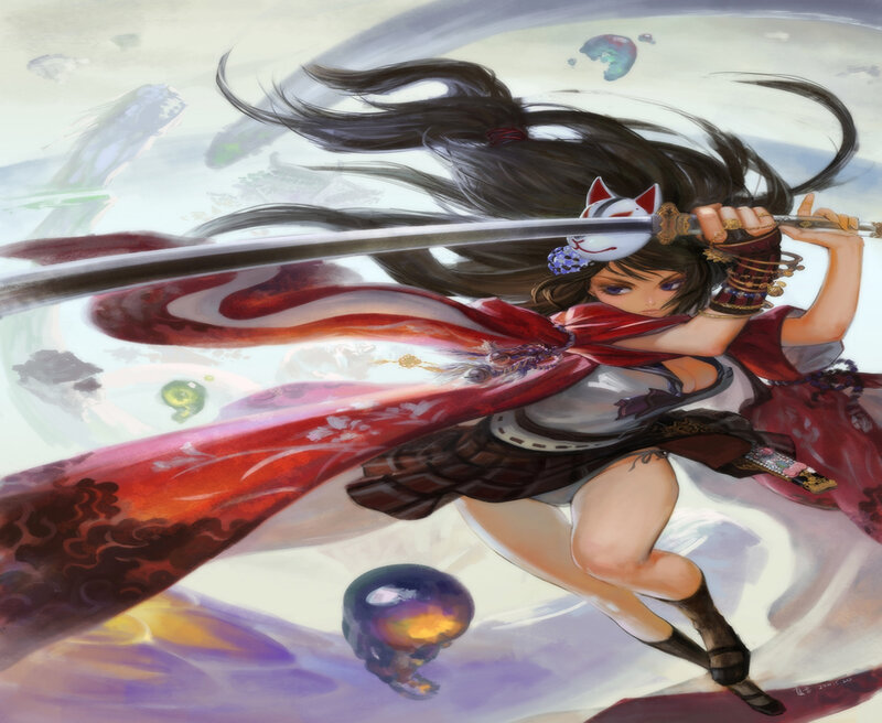 Female Warrior with Sword — Red, Dynamic