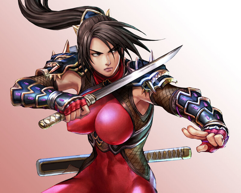 Female Warrior with Sword — Red, Intense