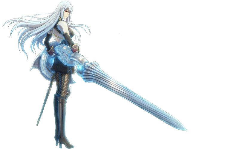Female Warrior with Sword — White, Dramatic, Anime, Long Hair