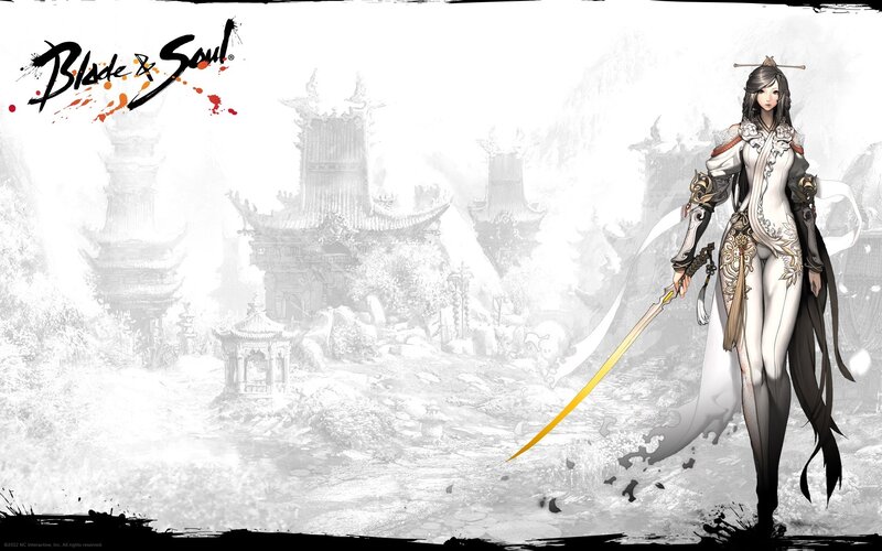 Female Warrior with Sword — White, Dramatic, Digital Art, Ancient Buildings
