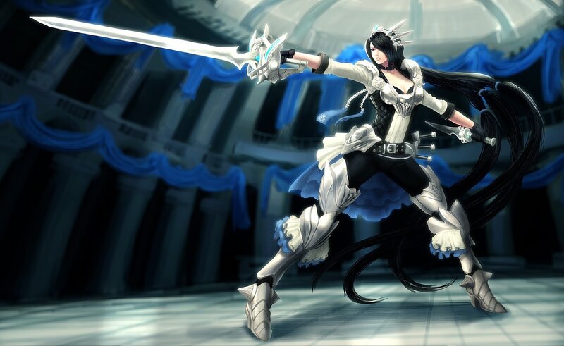 Female Warrior with Sword — White, Dramatic, Digital Art, Armor, Long Hair