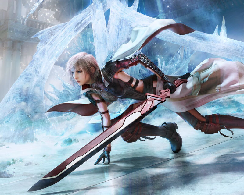 Female Warrior with Sword — White, Dramatic, Digital Art, Ice