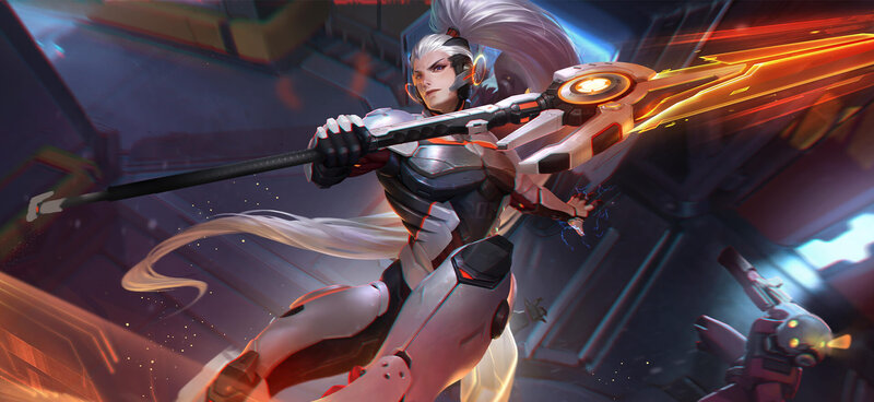 Female Warrior with Sword — White, Dramatic, Digital Art, Robot