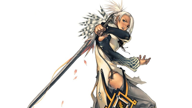 Female Warrior with Sword — White, Dynamic