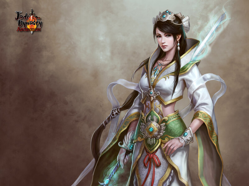 Female Warrior with Sword — White