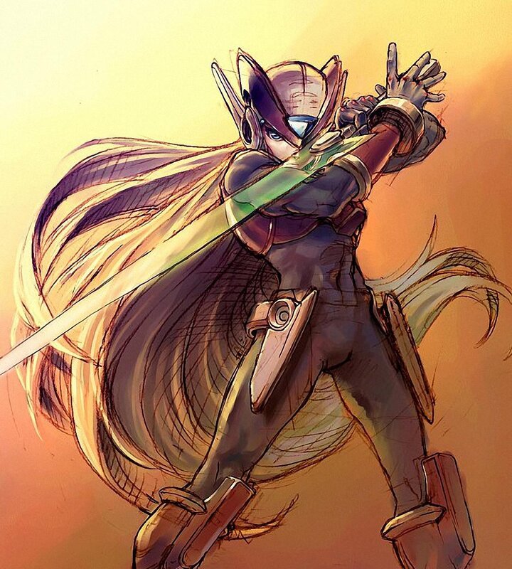 Female Warrior with Sword — Yellow, Dramatic, Sunset, Digital Art