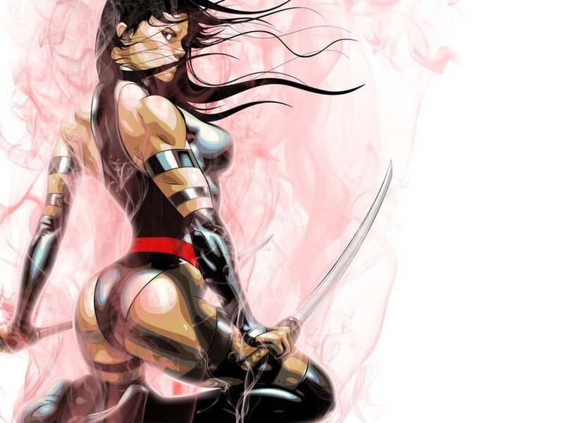 female warrior with swords