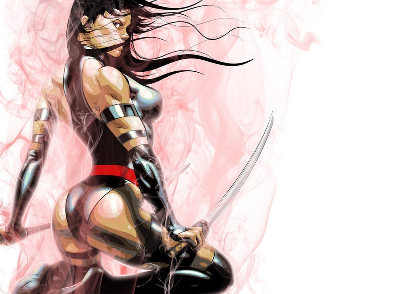 female warrior with swords