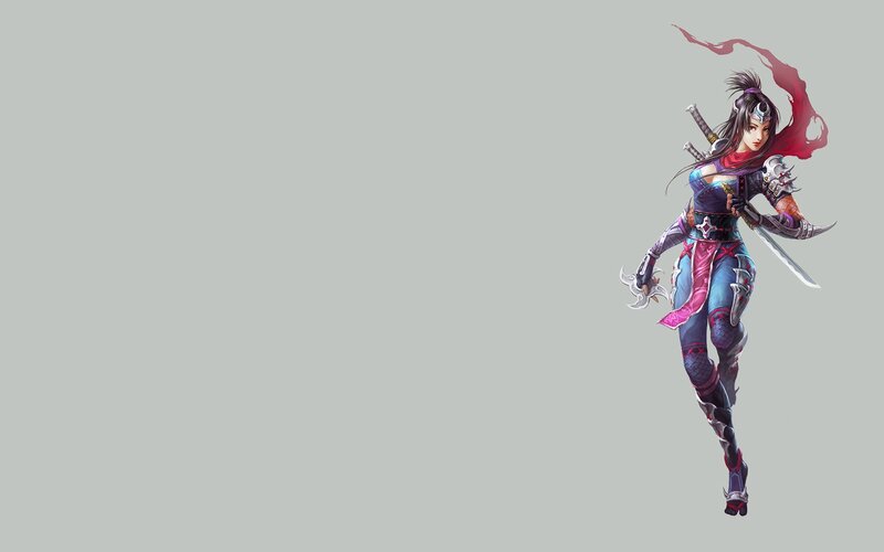 female warrior with swords