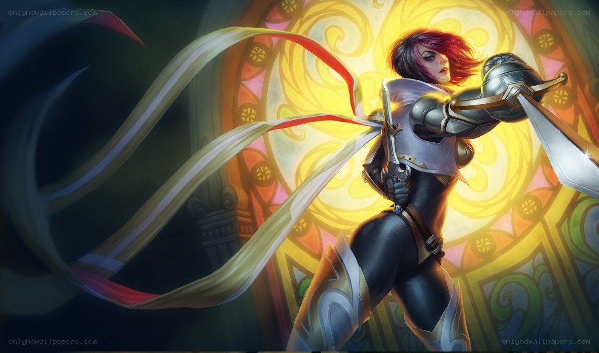 female warrior with swords