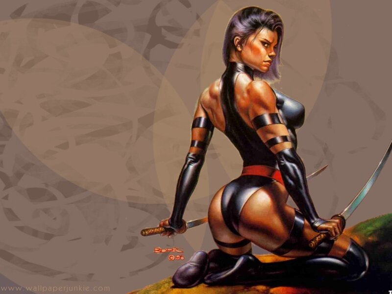 female warrior with swords