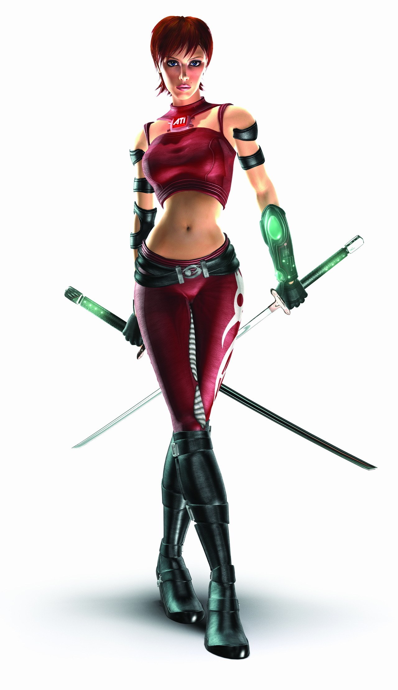 female warrior with swords