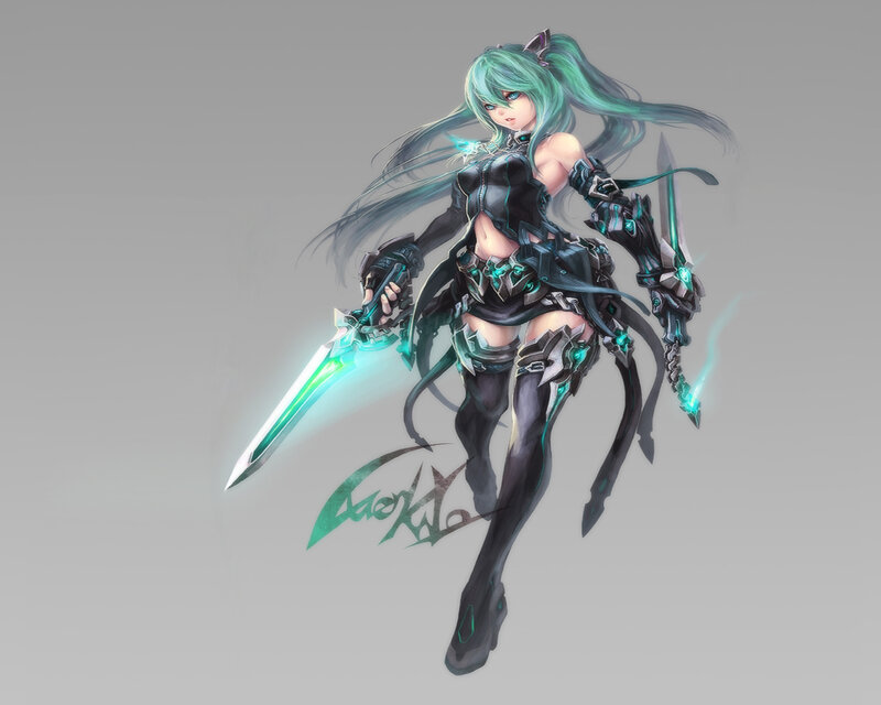 Female Warrior with Swords — Black, Dramatic, Digital Art, Armor