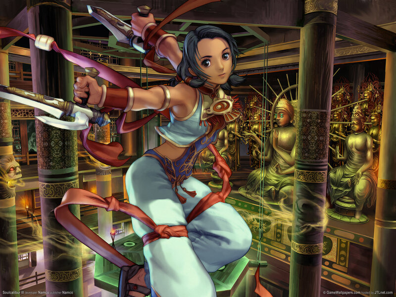 Female Warrior with Swords — Blue, Dramatic