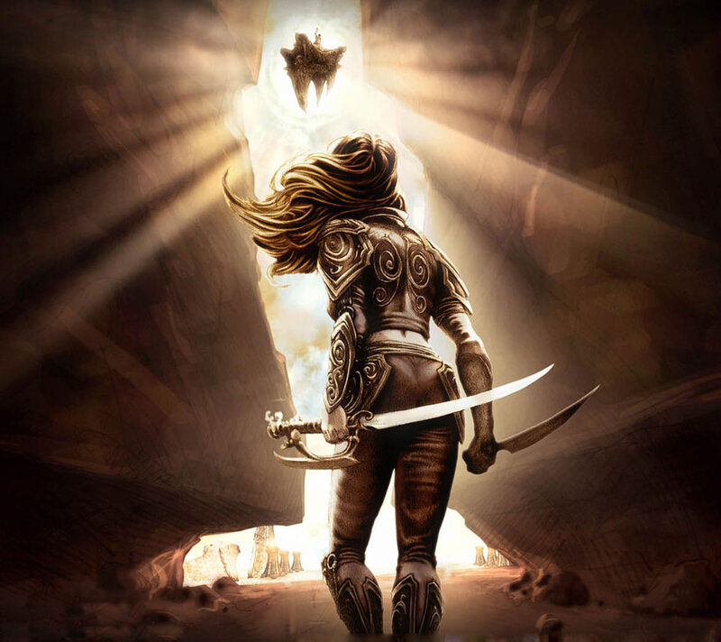 Female Warrior with Swords — Brown
