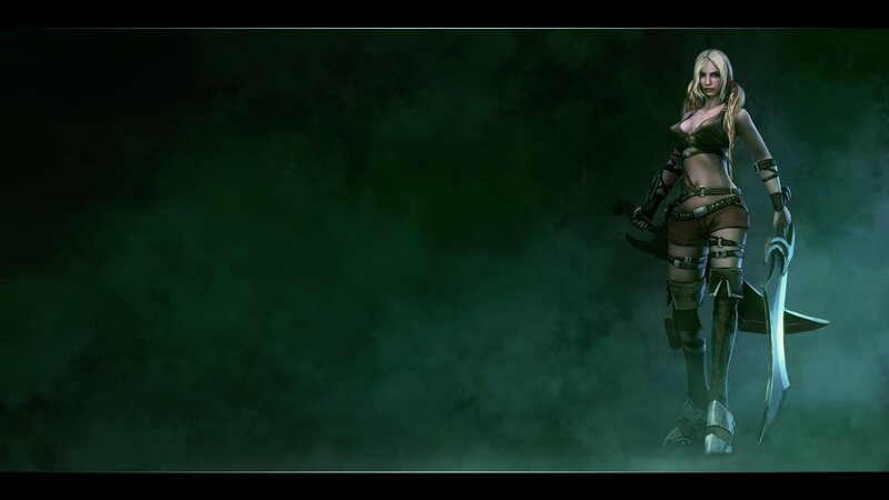 Female Warrior with Swords — Green, Dramatic, 3d Render