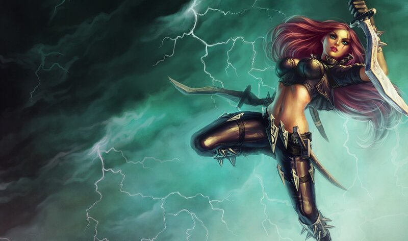 Female Warrior with Swords — Green, Dramatic, Digital Art, Lightning, Storm, Black