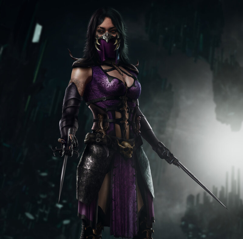 Female Warrior with Swords — Purple, Dark, Dramatic