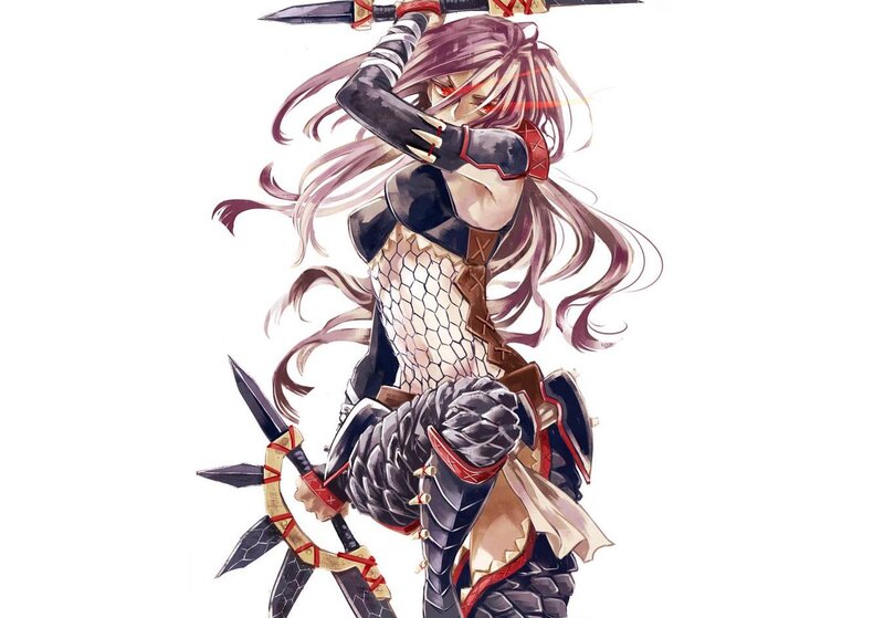 Female Warrior with Swords — White