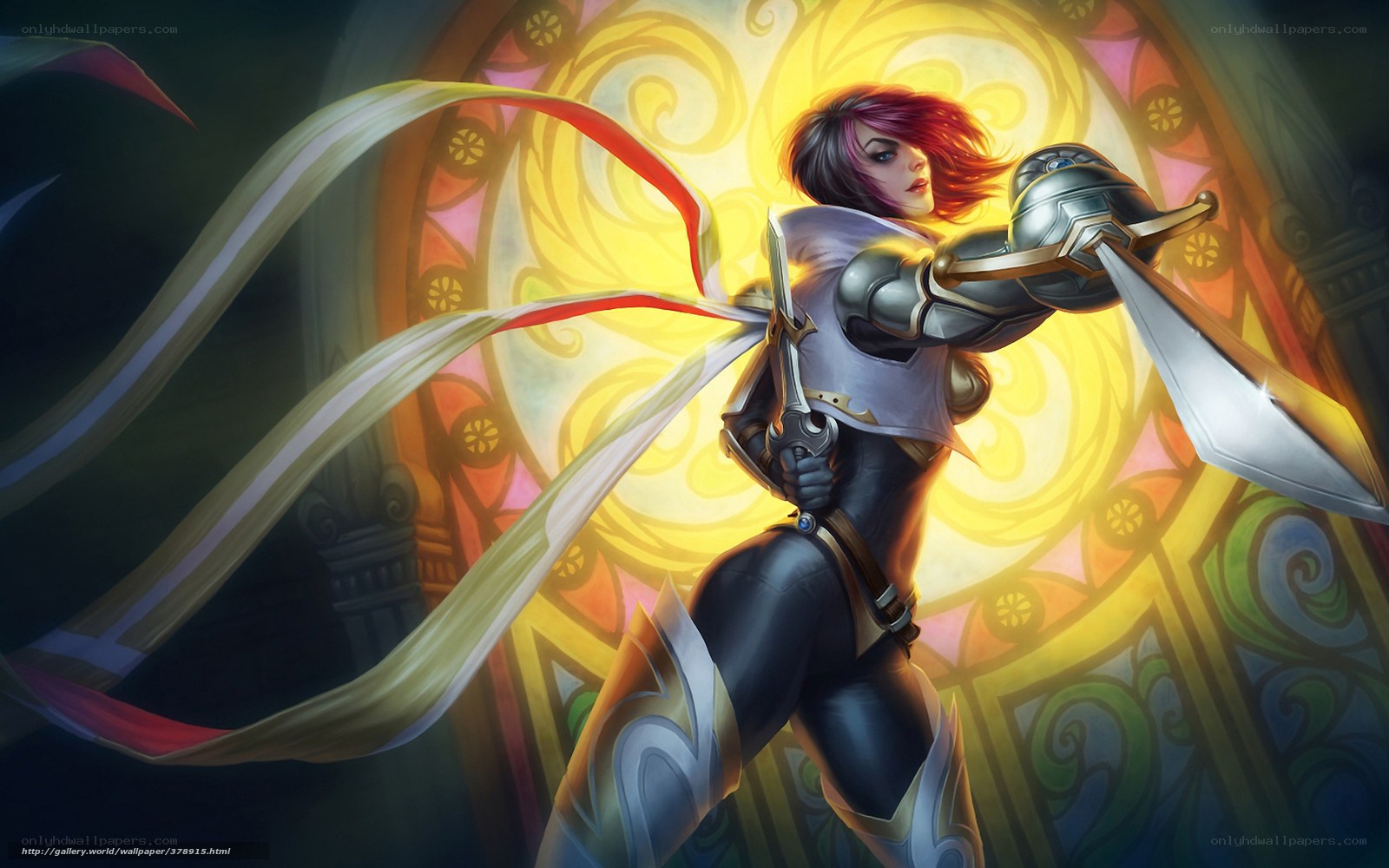 female warrior with swords