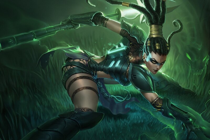 Female Warrior with Tentacles — Green