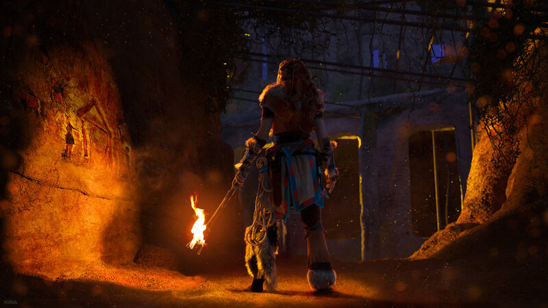 Female Warrior with Torch — Orange