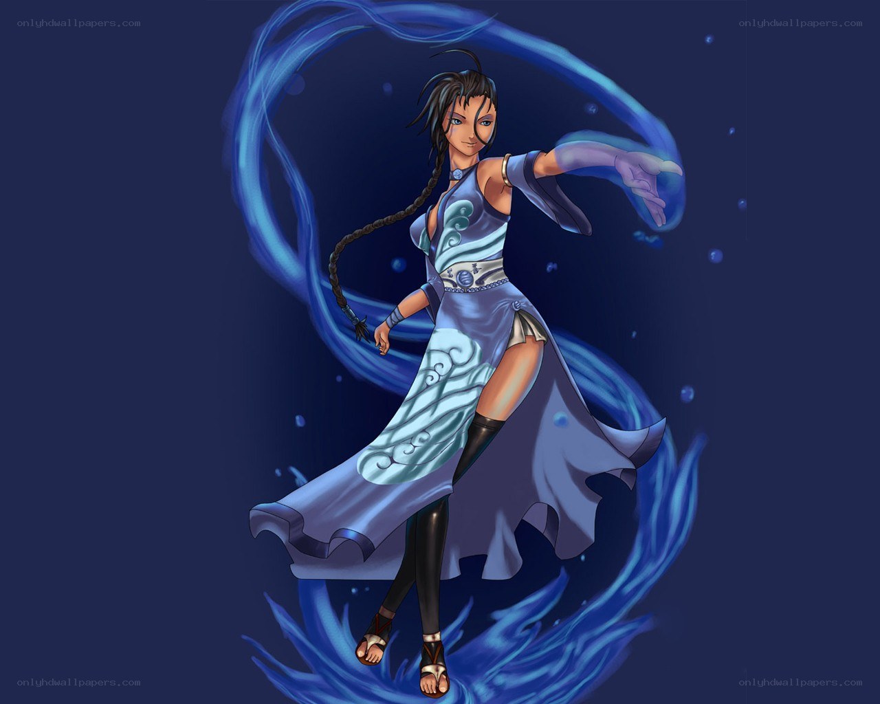 female warrior with water magic